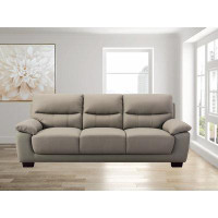 Latitude Run® 3-Seater Renzo Top Grain Leather Match Sofa In Grey Colour