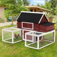 Chicken Coop 114.25" L x 28" W x 46.75" H Cinnamon Brown and White
