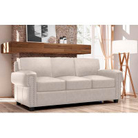 Wildon Home® Fardin 86" Genuine Leather Square Arm Sofa