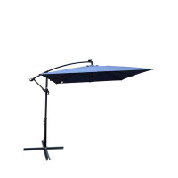 HBI home Outdoor Patio Umbrella Solar Powered LED Lighted Sun Shade Market with Crank and Cross Base