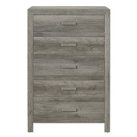 Loon Peak Transitional Aesthetic Weathered Grey Finish Chest With Drawers Storage Wood Veneer Rusticated Style Bedroom F