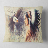 Made in Canada - East Urban Home Portrait Indian Woman and Eagle Pillow