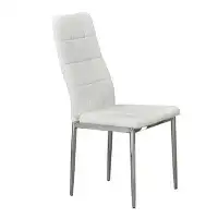 Latitude Run® Dining Chair Upholstered PU White Seat With Metal Chrome Legs, Set Of 2