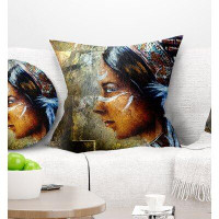 Made in Canada - East Urban Home Portrait Indian Woman with Headdress Pillow