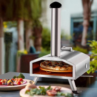 FLIZE Stainless Steel Freestanding Dual Fuel Pizza Oven in Silver