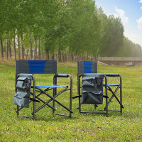 Arlmont & Co. 2-Piece Padded Folding Outdoor Chair With Storage Pockets,Lightweight Oversized Directors Chair For Indoor