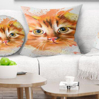 East Urban Home Animal Lovely Watercolor Cat Pillow