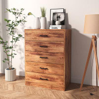 The Twillery Co. Teddy 5 Dresser, Chest of Drawers with Wide 27.55'', Easy-Pull Fabric & Wood Dressers with Top