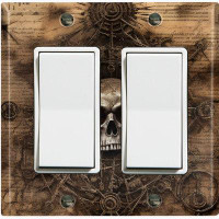 WorldAcc Metal Light Switch Plate Outlet Cover (Skull Map Voyage - Double Rocker)