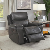 FOA - CM6540 Power-Assist Sleek Top Grain Leather Recliner - Gray ( Matching Sofa and Love Seat Available )