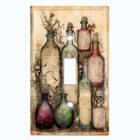 WorldAcc Metal Light Switch Plate Outlet Cover (Halloween Potion Bottles Biege - Single Toggle)