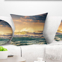 East Urban Home Seascape Sunrise and Shining Waves in Ocean Pillow