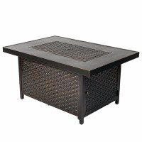 Ebern Designs Longshore 48" Rectangular Woven Aluminum Convertible Gas Fire Pit Table