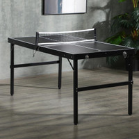 Mini Table Tennis Table 59.8" L x 29.9" W x 28.3" H Black