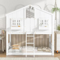Harper Orchard White Twin Wood House Bed With Roof