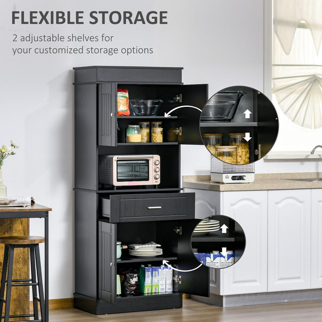Kitchen Cupboard 29.25" x 15.5" x 72" Black in Storage & Organization - Image 4