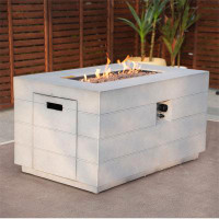 Latitude Run® Almund 23.8'' H x 42.5'' W Magnesium Oxide Propane Outdoor Fire Pit Table with Lid