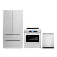 Cosmo 3 Piece Kitchen Package with French Door Refrigerator & 30" Freestanding Electric Range