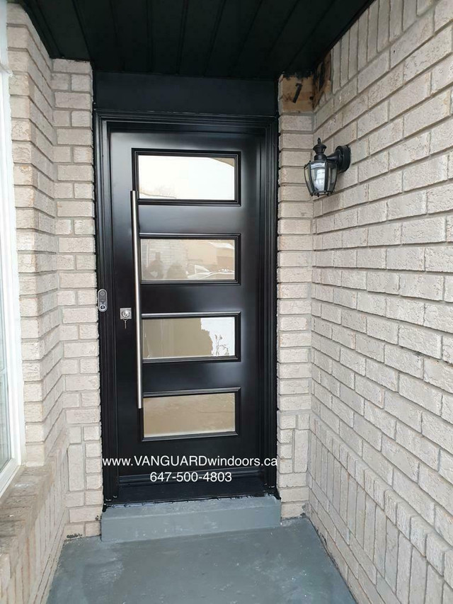 Entry doors: steel doors, fiberglass door, wrought iron, patio doors, windows, handles, locks, pullbar handle, BIG SALE! in Windows, Doors & Trim in Ontario