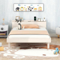 Latitude Run® Modern Design Twin Size Platform Bed Frame With Headboard Of White Colour