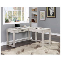 Gracie Oaks Ozark Height Adjustable L-Shape Desk with Built in Outlets