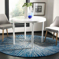 Wrought Studio Faustina Abstract Navy/Ivory Area Rug