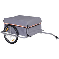 BICYCLE CARGO TRAILER CART CARRIER GARDEN USE W/ QUICK RELEASE, COVER, GREY