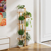 Arlmont & Co. 6 Tier 7 Potted Bamboo Plant Stands For Indoor Plants,Natural-6 Tier 7 Potted