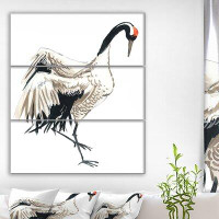 Made in Canada - East Urban Home 'Watercolor Crane Bird' Oil Painting Print Multi-Piece Image on Wrapped Canvas