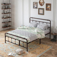 August Grove King Size Metal Platform Bed Frame with Victorian Style