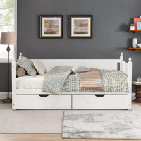 Gracie Oaks Modern Minimalist Style Wooden Daybed with Drawers, for Bedroom