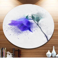Made in Canada - Design Art 'Blue Flower Stem with Colour Splashes' Oil Painting Print on Metal