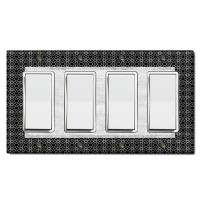 WorldAcc Metal Light Switch Plate Outlet Cover (Geometric Shape Gray Frame - Quadruple Rocker)