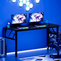 Latitude Run® Latitude Run® 62 Inches Large Home Office Folding Computer Desk, No Install Needed, Composite Wood Board,