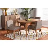 Hokku Designs Lefancy Gravel Fabric Upholstered and Walnut Brown Finished Wood 5-Piece Dining Set