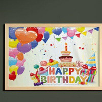 East Urban Home Ambesonne Birthday Wall Art With Frame, Heart Shaped Funny Balloons Cupcakes Candies Presents And Party