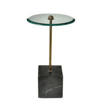 Latitude Run® Clear Glass And Marble Round End Table