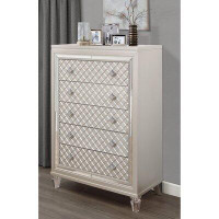 House of Hampton Champagne Toned Chest With Tapered Acrylic Legs And 5 Drawers