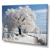 Latitude Run® White Tree In Winter Scenery V - Landscapes Wall Art Living Room