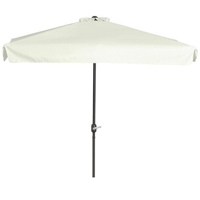 Half Patio Umbrella 90.6" L x 51.2" W x 98" H Cream White in Patio & Garden Furniture - Image 2