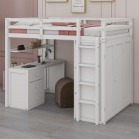 Harriet Bee Jarmo Kids Full Loft Bed with Drawers