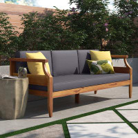 Three Posts Littell Outdoor Outdoor Acacia Wood 3 Seater Sofa
