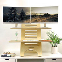 Inbox Zero Jumbo Inbox Zero Standing Desk Height Adjustable Sit-Stand Desk Converter, Ergonomic Furniture Home Office