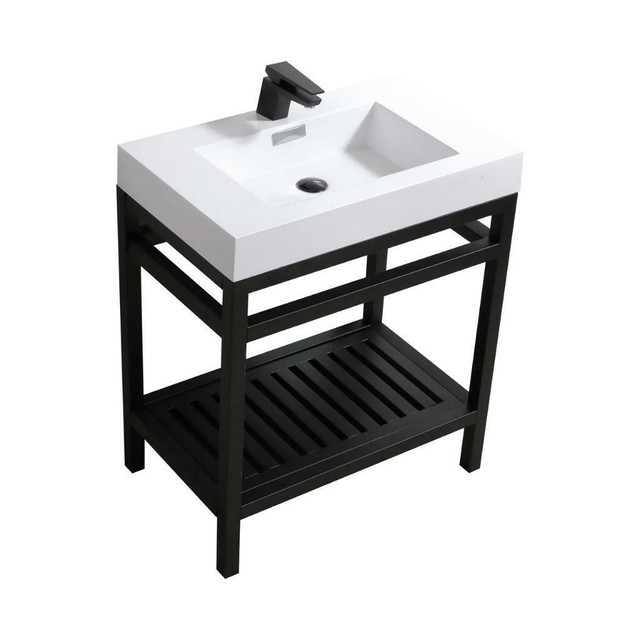 Elegant Stainless Steel Console Vanity - 6 Sizes & 2 Finishes ( 16, 24, 30, 36, 48 & 60 )( Matte Black &amp; Chrome )KBQ in Cabinets & Countertops - Image 2