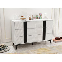Ceballos White Blister Six-Drawers Dresser Cabinet Sideboard_30.71" H x 47.24" W x 15.67" D