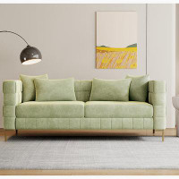 Latitude Run® 80.5" Upholstered Sofa with 4 Pillows Modern Sofa with Golden Metal Legs for Living Room