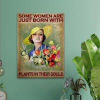 Trinx Women Are Born With Plants In Souls Gallery Wrapped Canvas - Gardening Illustration Decor, Yellow And Red, Blue Ga