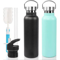 Orchids Aquae Stainless Steel Water Bottle, Vacuum Insulated Water Bottle With Straw Lid, BPA Free Leakproof Wide Mouth