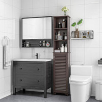 Bathroom Cabinet 13.4" x 7.9" x 65" Brown