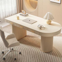 Lilac Garden Tools 55.12" White Rectangular Sintered stone +Manufacture Wood desks